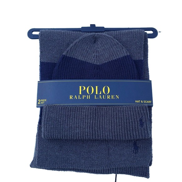 Polo Ralph Lauren Men's Classic Ribbed Hat And Scarf Gift Set Hats